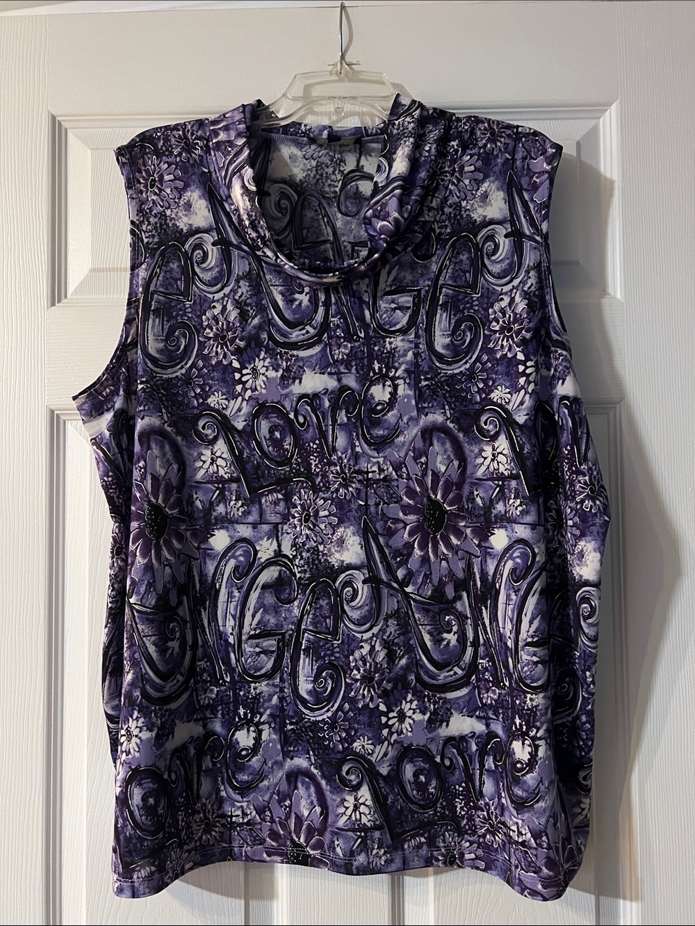 Free with purchase - Addition Elle Purple Floral Script Cowl Neck Tank